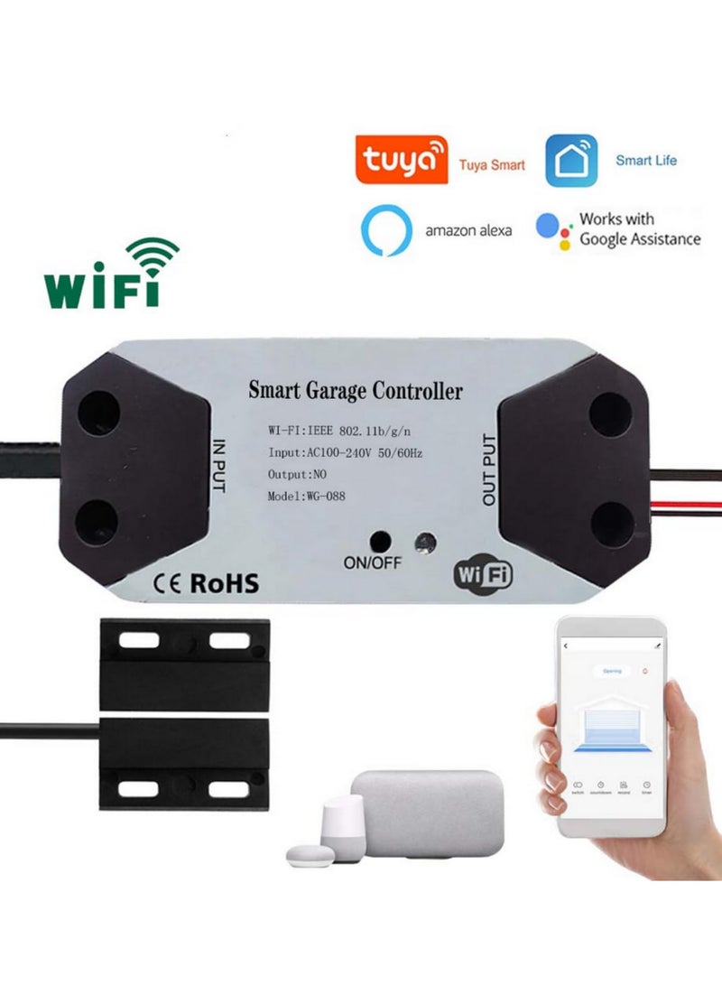 Generic WiFi Smart Garage Door Opener Controller Switch Works With Alexa Echo Google Home IFTTT by Smart Life Tuya APP Voice Remote Control Timer Schedule UK Plug Wireless Hub Required  - Image 2