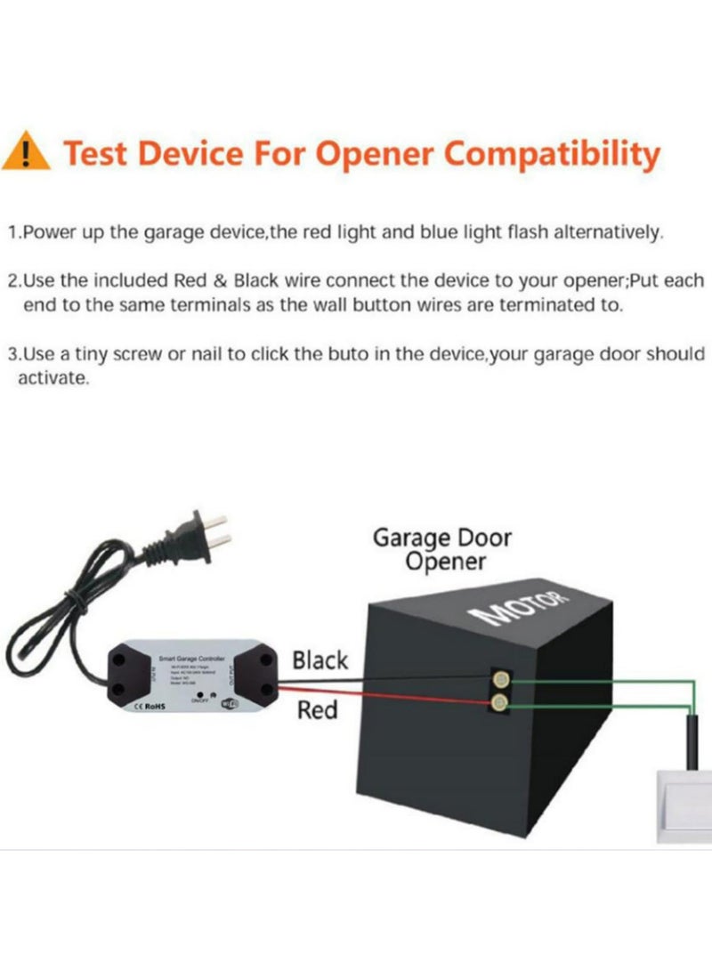 1PCS WiFi Smart Garage Door Opener Controller Switch Works With Google Home IFTTT by Smart Life Tuya APP Voice Remote Control Timer Schedule UK Plug Wireless Hub Required - Image 3