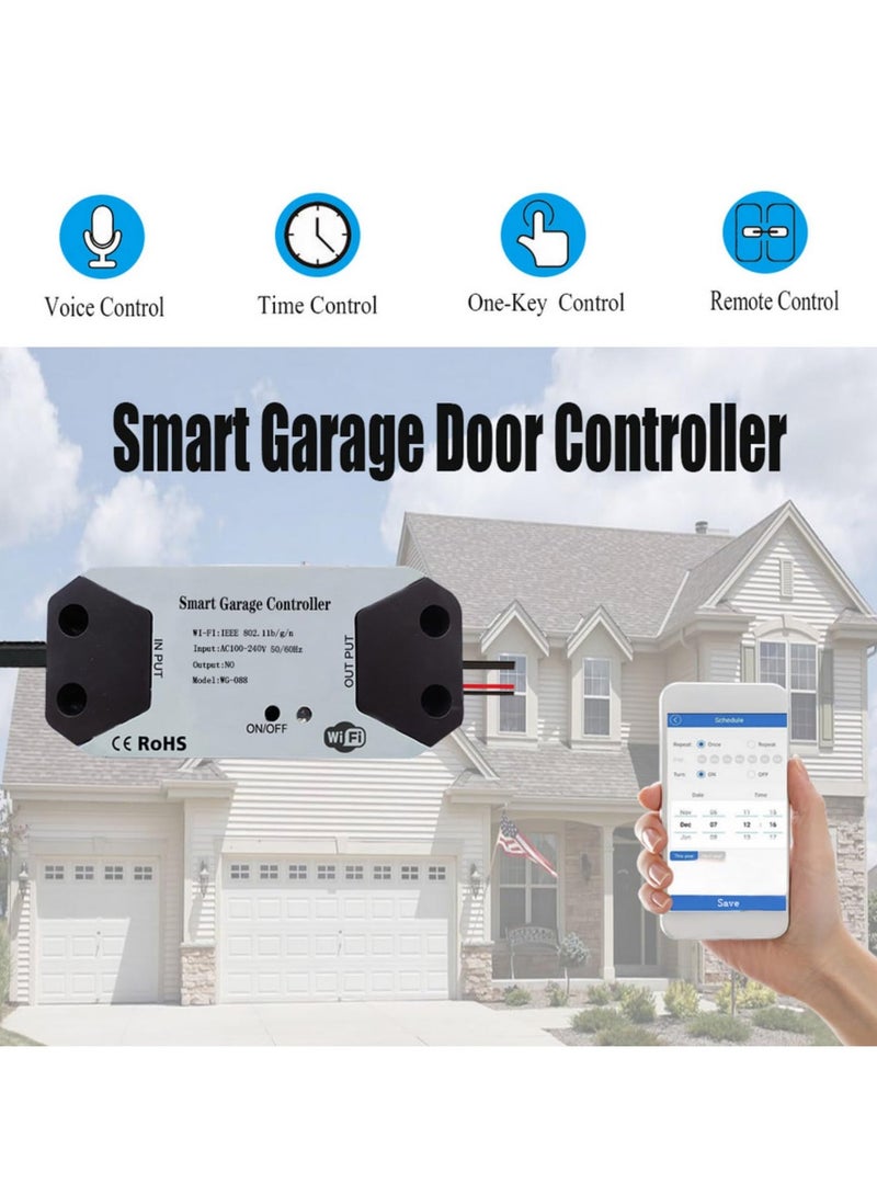 1PCS WiFi Smart Garage Door Opener Controller Switch Works With Google Home IFTTT by Smart Life Tuya APP Voice Remote Control Timer Schedule UK Plug Wireless Hub Required - Image 5