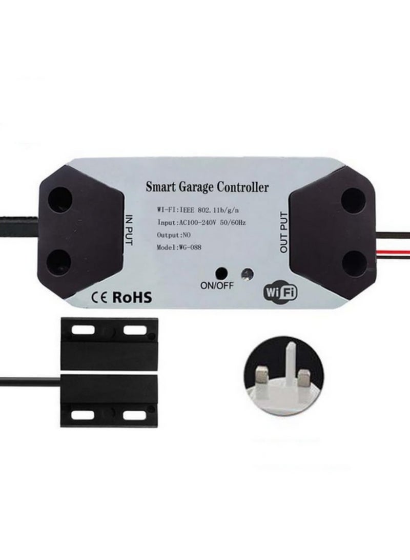 1PCS WiFi Smart Garage Door Opener Controller Switch Works With Google Home IFTTT by Smart Life Tuya APP Voice Remote Control Timer Schedule UK Plug Wireless Hub Required - Image 1