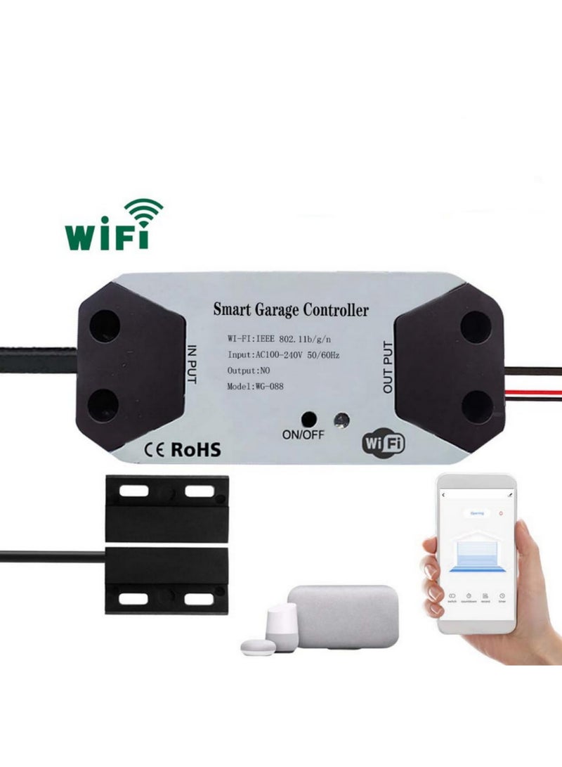 1PCS WiFi Smart Garage Door Opener Controller Switch Works With Google Home IFTTT by Smart Life Tuya APP Voice Remote Control Timer Schedule UK Plug Wireless Hub Required - Image 2