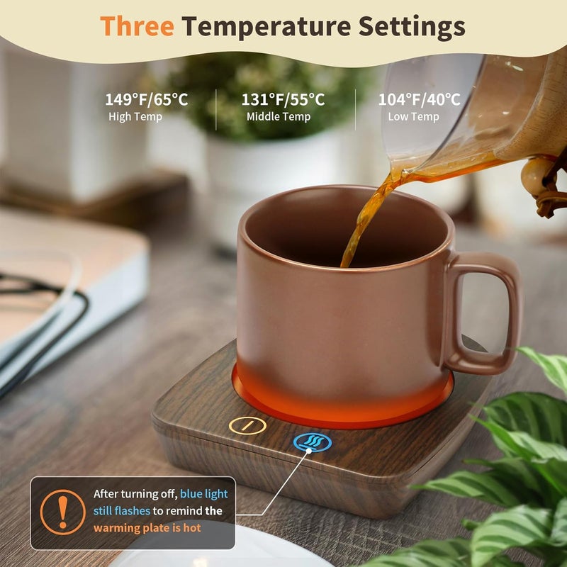 Vobaga Coffee Mug Warmer & Mug Set, Coffee Cup Warmer with Auto Shut Off & 3 Temperature Settings for Desk Home Office, Coffee Warmer for Cocoa Milk Candles, Christmas Birthday Gifts for Women and Men - Image 3