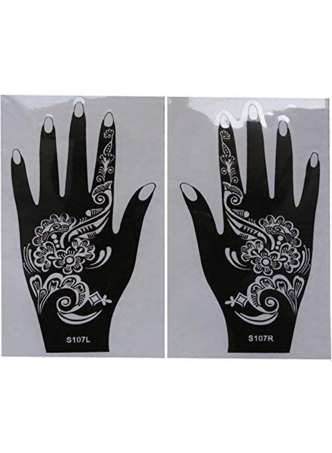 Xmasir 6 Sheets India Henna Tattoo Stencil Kit for Women Girl Hand Art Painting Temporary Tattoo Sticker Glitter Templates 7.87'' x 4'' - Image 2
