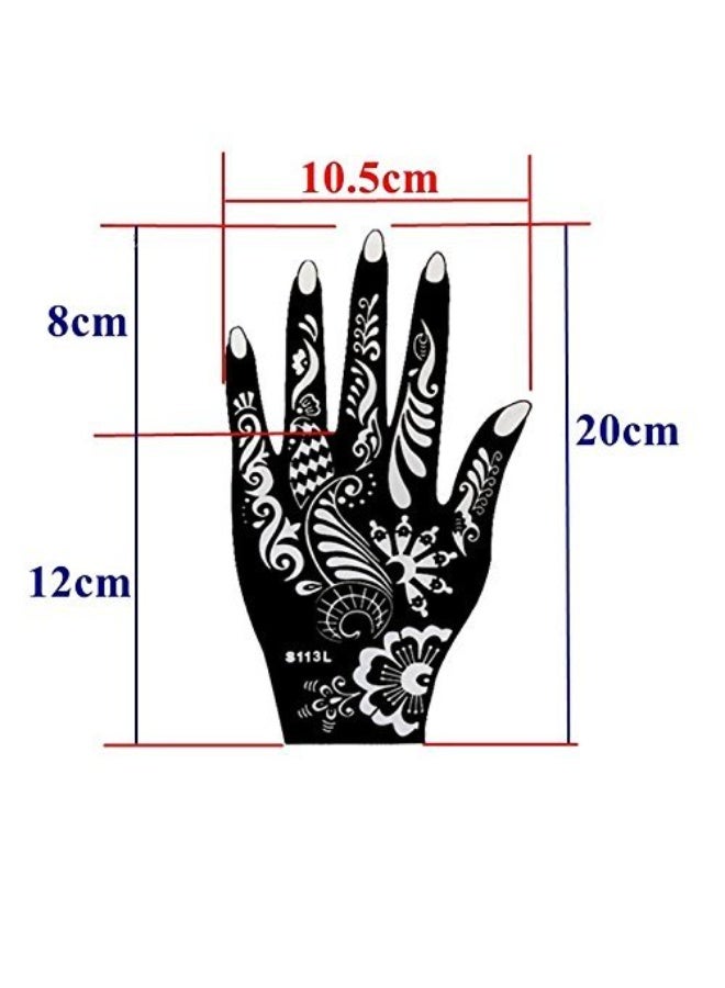 Xmasir 6 Sheets India Henna Tattoo Stencil Kit for Women Girl Hand Art Painting Temporary Tattoo Sticker Glitter Templates 7.87'' x 4'' - Image 5