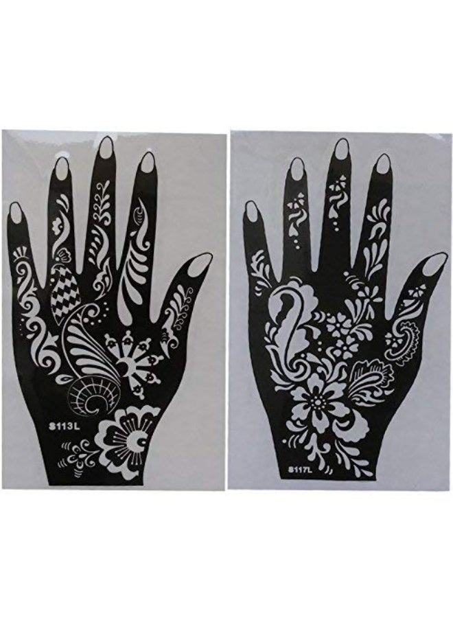 Xmasir 6 Sheets India Henna Tattoo Stencil Kit for Women Girl Hand Art Painting Temporary Tattoo Sticker Glitter Templates 7.87'' x 4'' - Image 4