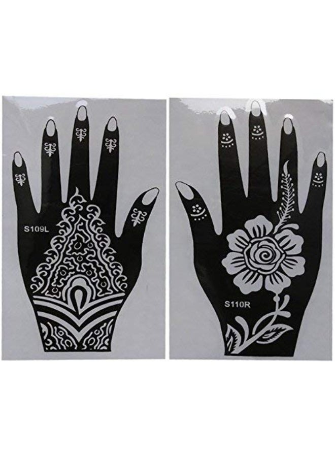 Xmasir 6 Sheets India Henna Tattoo Stencil Kit for Women Girl Hand Art Painting Temporary Tattoo Sticker Glitter Templates 7.87'' x 4'' - Image 3