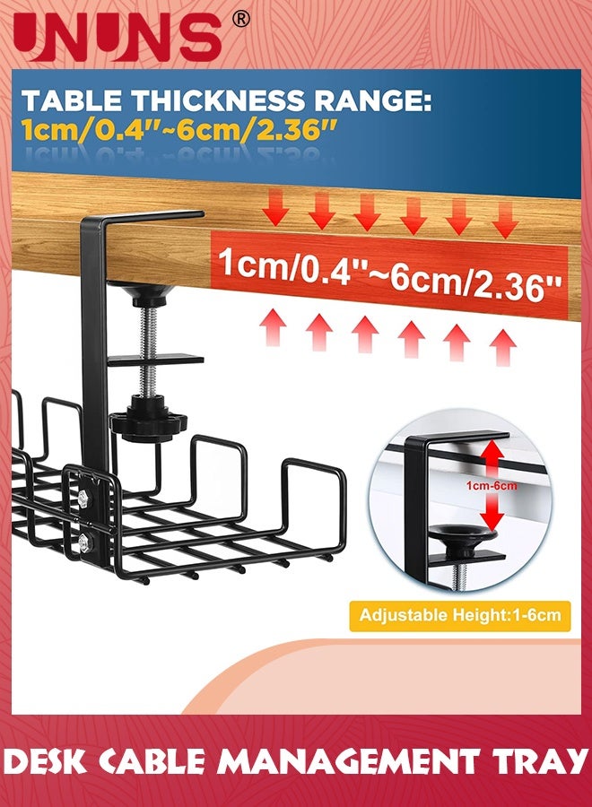 UNUNS Under Desk Cable Management Tray, No Drilling Cord Organizer Desk, PC Computer Wire Rack With Clamp For Office Home, Da - Image 4