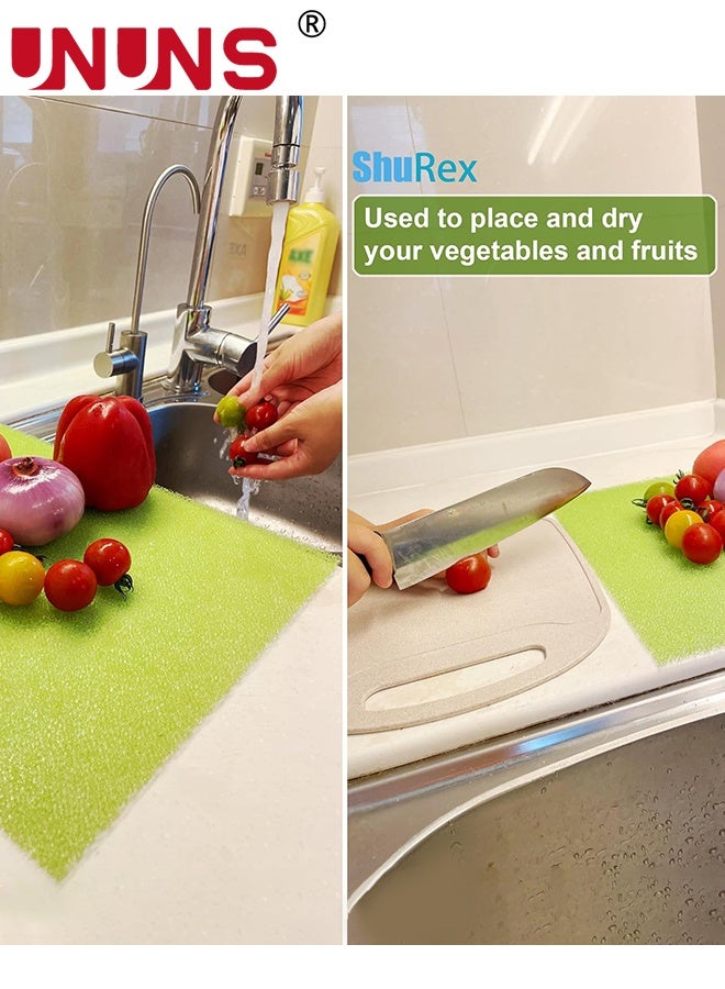 UNUNS Refrigerator Liner,20PcsFridge Drawer Liners,Refrigerator Sponge,Non Slip Absorbent,Foam Mats for Fruits Vegetables Life Extender Refrigerator Shelf,380*300*3mm,Green - Image 5