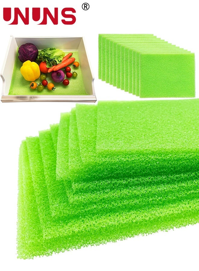 UNUNS Refrigerator Liner,20PcsFridge Drawer Liners,Refrigerator Sponge,Non Slip Absorbent,Foam Mats for Fruits Vegetables Life Extender Refrigerator Shelf,380*300*3mm,Green - Image 1