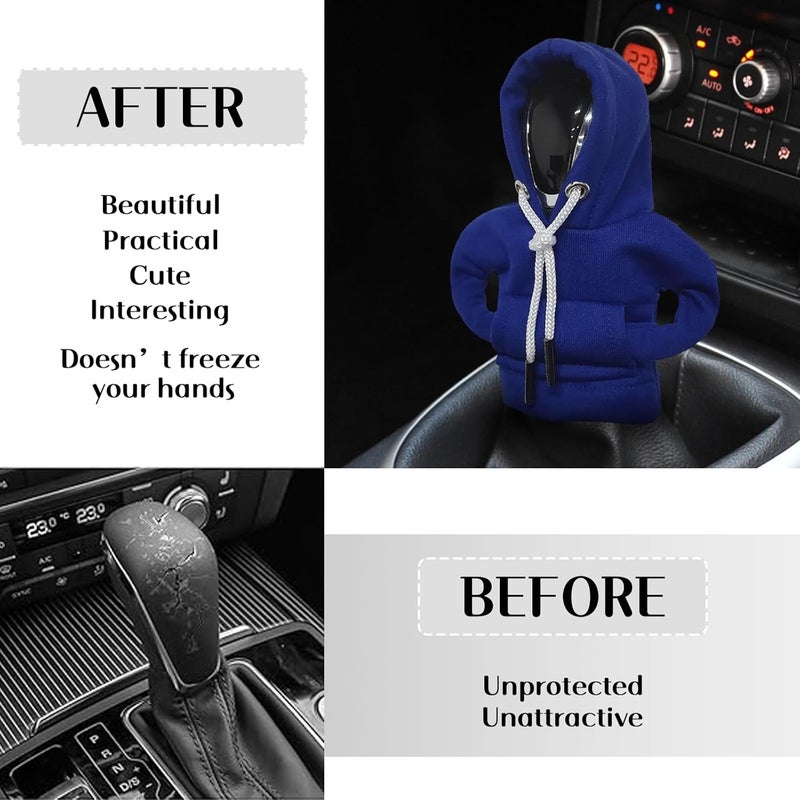 vvag Gear Shift Hoodie, Hoodie Car Gear Shift Cover, Car Shift Knob Hoodie, Automotive Interior Accessories, Universal Fit Knob Cover Gift (Red+Blue) - Image 4