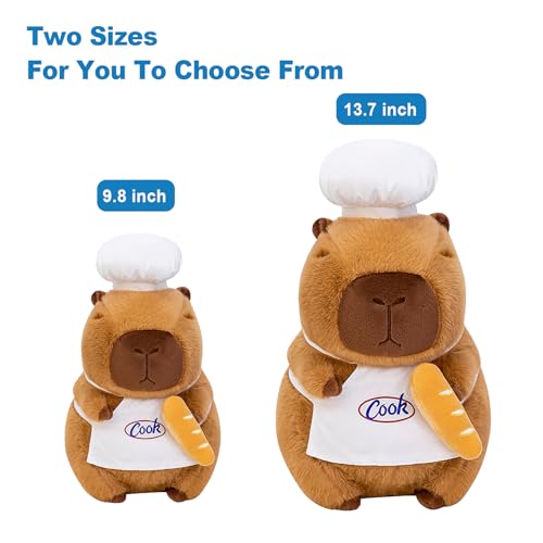 Ditucu Cute Capybara Plush with Cooking Chef Hat 13 inch French Baguette Bread Capibara Stuffed Animal Soft Plushies Toys Gifts for Kids Brown - Image 5