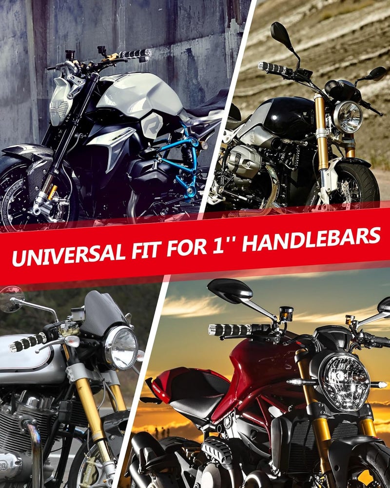 INNOGLOW Motorcycle Hand Grips 1" Universal Non-Slip Handgrips Handlebar Grips with Throttle Assist Chrome Black Aluminum Rubber for Harley Kawasiki Suzuki Cruisers - Image 5