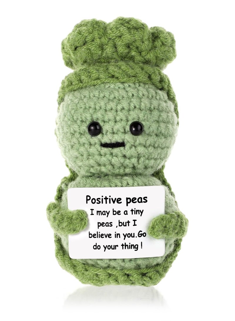 Excefore Fnnny Positive Pea, 3.8 Inch Creative Cute Positive Pea, Pocket Hug Worry Doll with Positive Affirmation Cards, for Friends Party Decoration Encouragement - Image 1