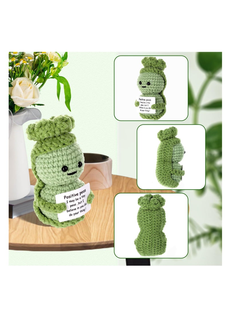 Excefore Fnnny Positive Pea, 3.8 Inch Creative Cute Positive Pea, Pocket Hug Worry Doll with Positive Affirmation Cards, for Friends Party Decoration Encouragement - Image 3