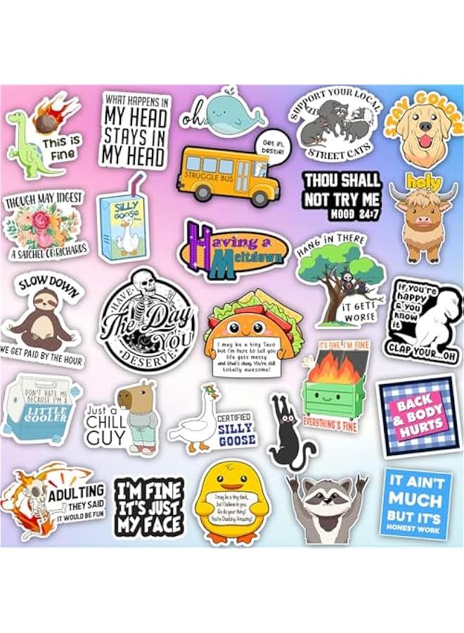 Arabest 225PCS Funny Holographic Stickers for Adults, Waterproof Vinyl Pack Sarcastic Relatable Meme Decals for Laptop, Water Bottle, Phone, Kindle, Journal, Scrapbooking, No Repeats (225PC Hot Mess) - Image 4