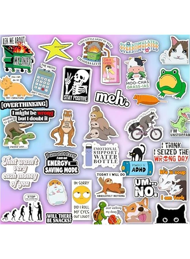 Arabest 225PCS Funny Holographic Stickers for Adults, Waterproof Vinyl Pack Sarcastic Relatable Meme Decals for Laptop, Water Bottle, Phone, Kindle, Journal, Scrapbooking, No Repeats (225PC Hot Mess) - Image 2