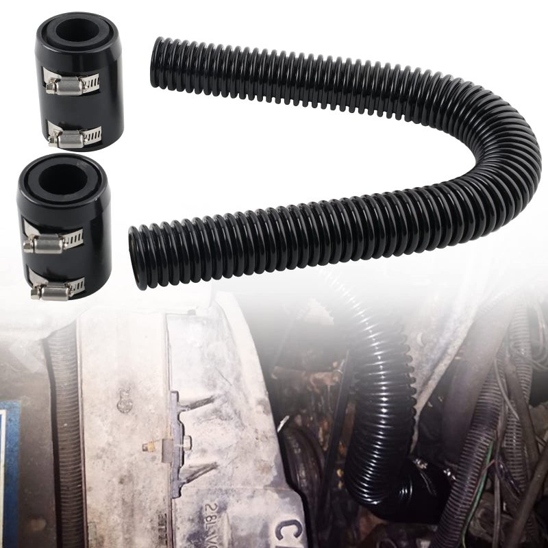 BAGARAATAN Universal 24 Flexible Radiator Hose Stainless Steel Universal Water Hoses Adapter Coolant Radiator Hose Kit Could be Used with 114 112 134 or 158 Radiator Necks Black