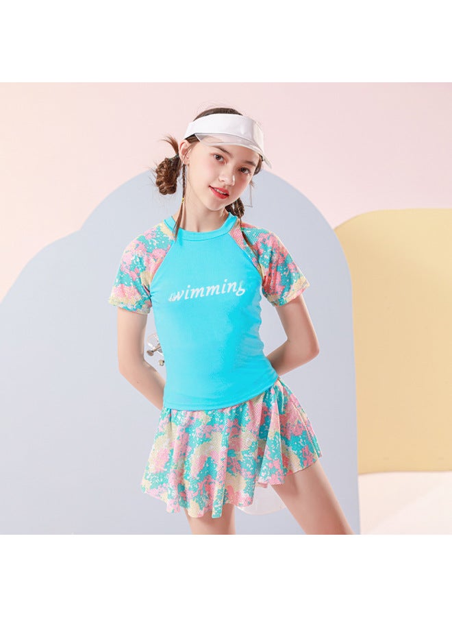 Loquat Source Manufacturers Children's Swimwear Smooth Quick-drying Sunscreen Boys Swimming Suit Girls Swimwear Can Be Customized-Color:E04 Blue- - Image 1