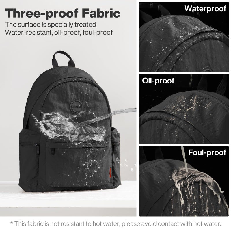mixi Outdoor Lightweight Backpack Casual Carry On Laptop Backpack Travel Bookbag for Women Men, Water Resistant Durable Small Hiking Bag for Camping Weekender Sports College Work, 15 Inch, Black - Image 4