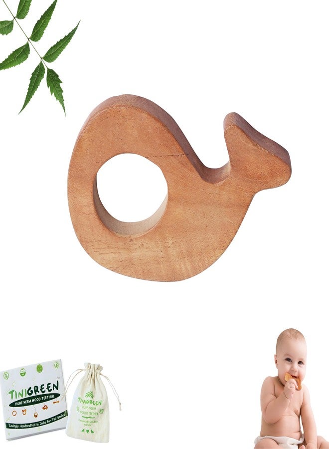 TINIGREEN Neem Wood Baby Teether for 3–12 Months Natural Teething Toy (Pack of 1) (Dolphin) - Image 1