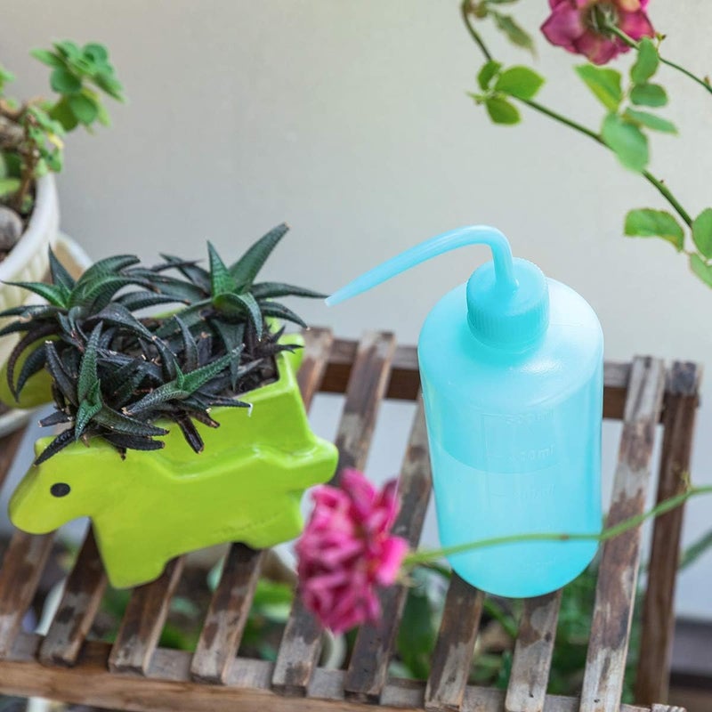 Oubest Squeeze Washing Bottle Succulent Watering Blue Water Squirt Irrigation Squeeze Sprinkling Can Plastic Wash Plant Bottle 500ml 3pc - Image 3