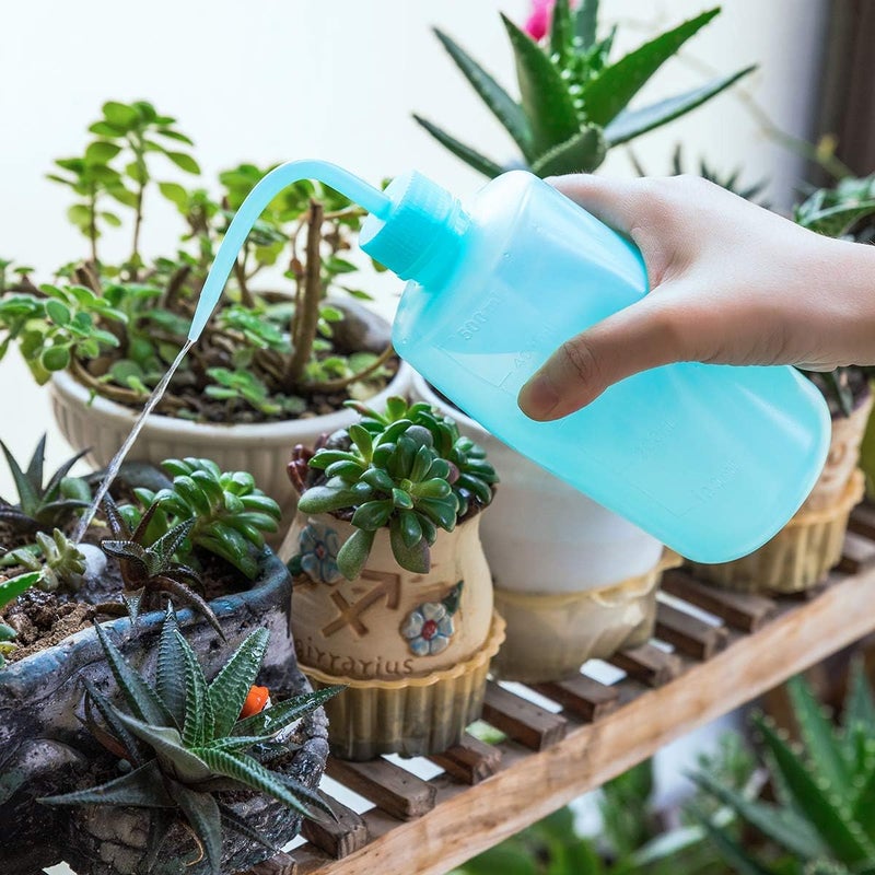 Oubest Squeeze Washing Bottle Succulent Watering Blue Water Squirt Irrigation Squeeze Sprinkling Can Plastic Wash Plant Bottle 500ml 3pc - Image 5