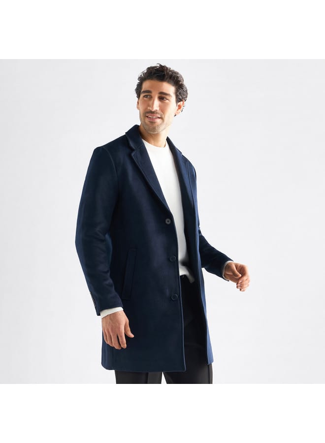 Splash FAV Solid Notch Lapel Coat with Pockets and Long Sleeves  - Image 1