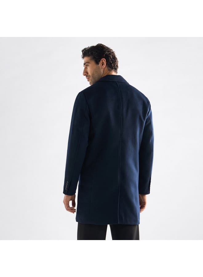 Splash FAV Solid Notch Lapel Coat with Pockets and Long Sleeves  - Image 3