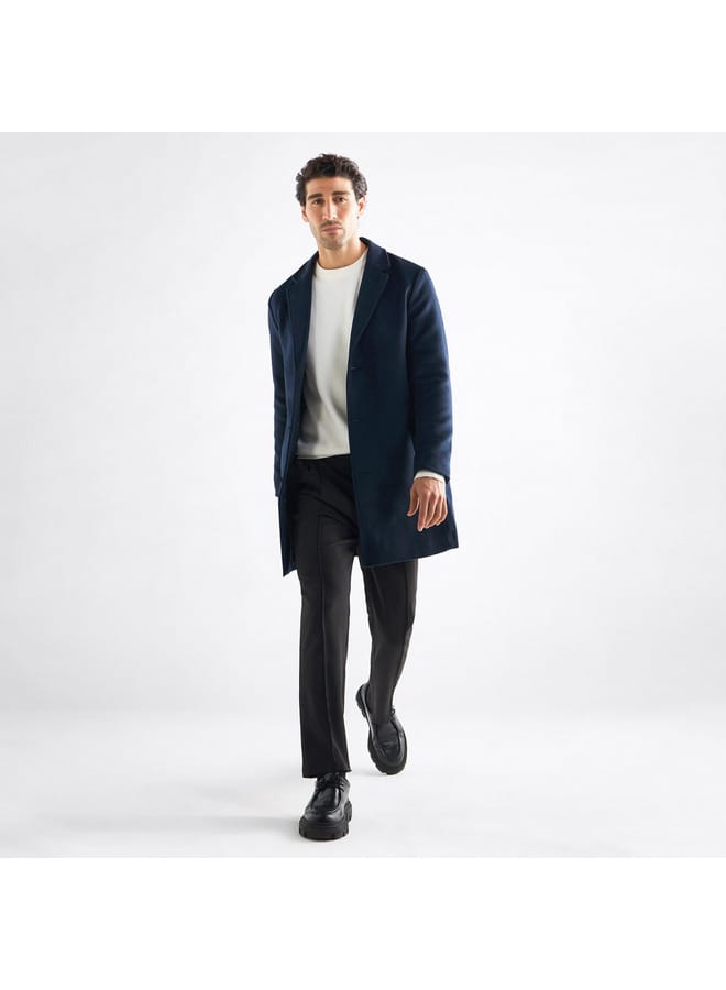 Splash FAV Solid Notch Lapel Coat with Pockets and Long Sleeves  - Image 2