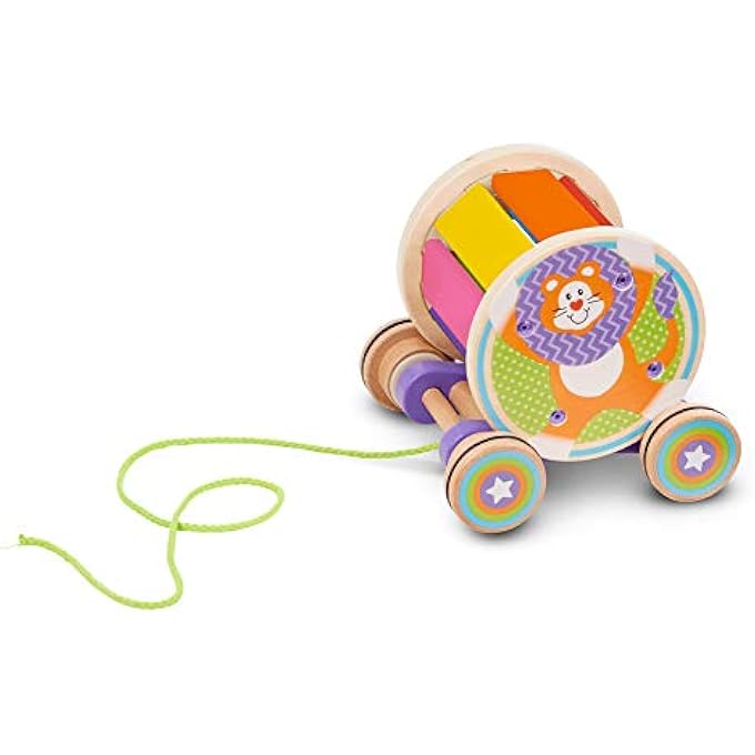 PULL AND PLAY MUSICAL RAINBOW XYLOPHONE WOODEN PULL TOY - Image 3