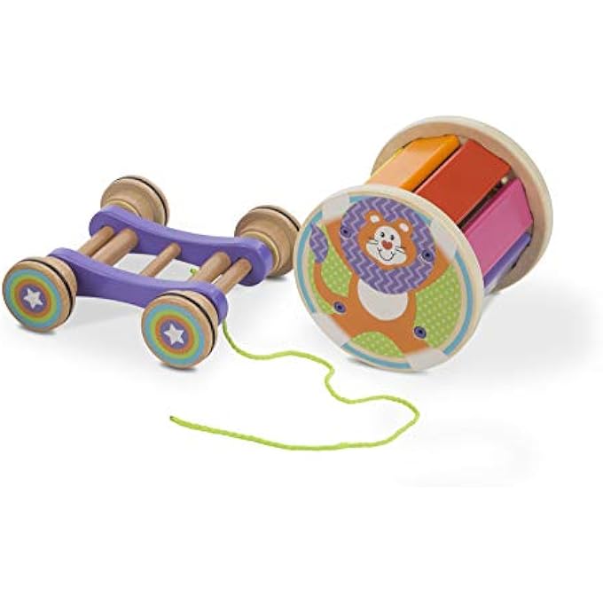 PULL AND PLAY MUSICAL RAINBOW XYLOPHONE WOODEN PULL TOY - Image 1