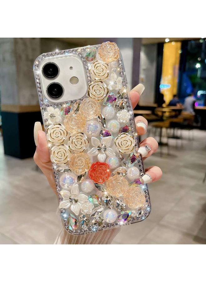 اس-توب جراب لهاتف iPhone 14 مصنوع من مادة البولي كربونات ومرصع باللؤلؤ والماس الوردي - Image 1