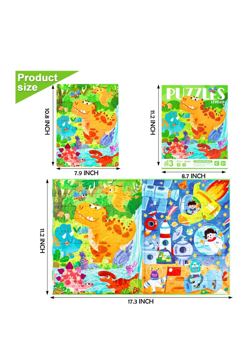 Excefore لغز بلاستيكي مغناطيسي لحيوانات الديناصورات، لعبة تعليمية لمونتيسوري لرياض الأطفال، كتاب لغز الديناصورات مكون من 132 قطعة، مناسب للأولاد والبنات من عمر 3-8 سنوات - Image 4