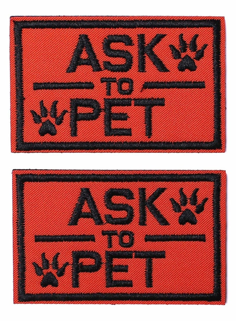 Y&D Ask to Pet Dog Patches, 2 Pack Tags for Hook and Loop Patches Vests Harnesses Dogs, Badge in Training - Removable Patch Tactical Military, Orange  - Image 1