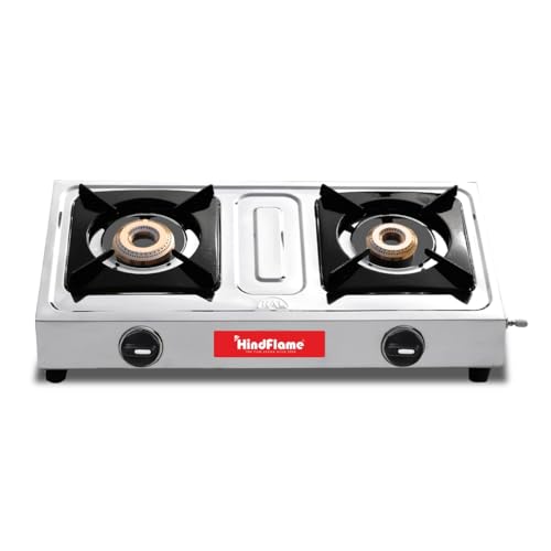 Hindflame 2 Burner Metro Stainless Steel Manual Gas Stove 1 Year Warranty (ISI Certified & BIS Approved) (2 Burner) - Image 1