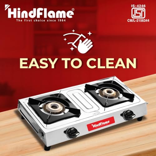 Hindflame 2 Burner Metro Stainless Steel Manual Gas Stove 1 Year Warranty (ISI Certified & BIS Approved) (2 Burner) - Image 5