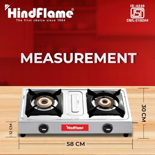 Hindflame 2 Burner Metro Stainless Steel Manual Gas Stove 1 Year Warranty (ISI Certified & BIS Approved) (2 Burner) - Image 3