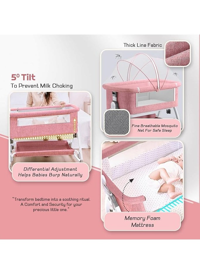 ARCOON - ARCOON 6-in-1 Baby Bedside Cot, Crib, Cradle Portable All-Mesh Bassinet with Multi-Purpose Tray,Wheels, Storage Basket, and 6 Height Adjustments, Easy Assembly for Newborns - Image 1