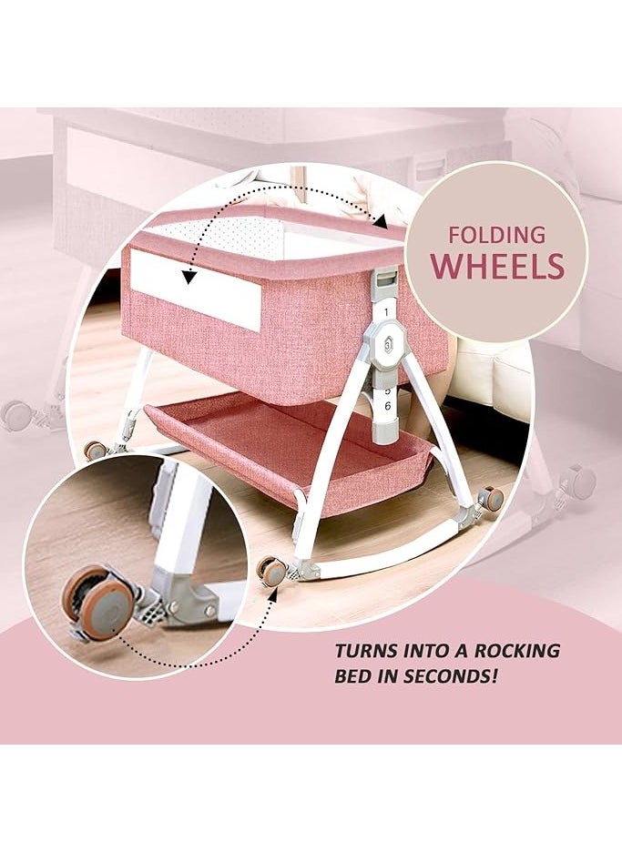 ARCOON - ARCOON 6-in-1 Baby Bedside Cot, Crib, Cradle Portable All-Mesh Bassinet with Multi-Purpose Tray,Wheels, Storage Basket, and 6 Height Adjustments, Easy Assembly for Newborns - Image 1