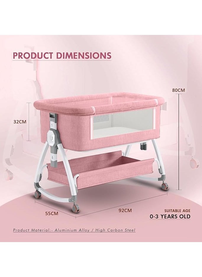 ARCOON - ARCOON 6-in-1 Baby Bedside Cot, Crib, Cradle Portable All-Mesh Bassinet with Multi-Purpose Tray,Wheels, Storage Basket, and 6 Height Adjustments, Easy Assembly for Newborns - Image 1