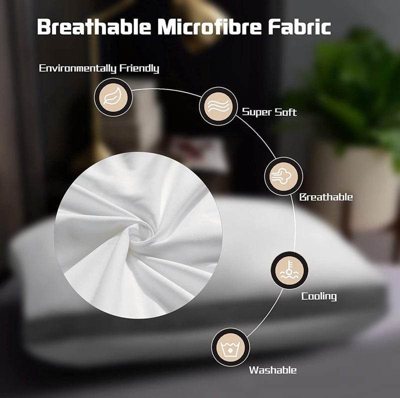 Homerz هومرز مجموعة من 2 وسادة ذات حشوة جانبية، مملوءة بألياف مترافقة ثلاثية الأبعاد، صلابة ودعم كافيين، مقاس 17 × 27 بوصة، مايكروفايبر مترافق، أبيض (جولدستار - قطعتان) - Image 4