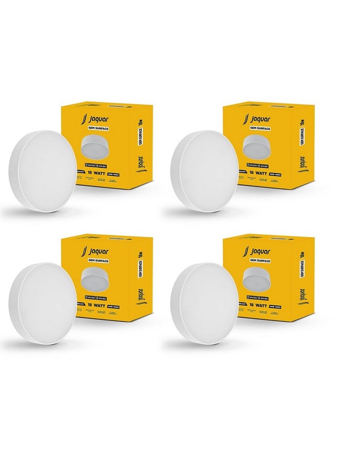 jaquar Jaquar Polycarbonate 18W LED Gem Trimless Round Surface Mount Down Light | No False Ceiling Required | Cool Day Light (6500K) | (Pack Of 4)  - Image 1