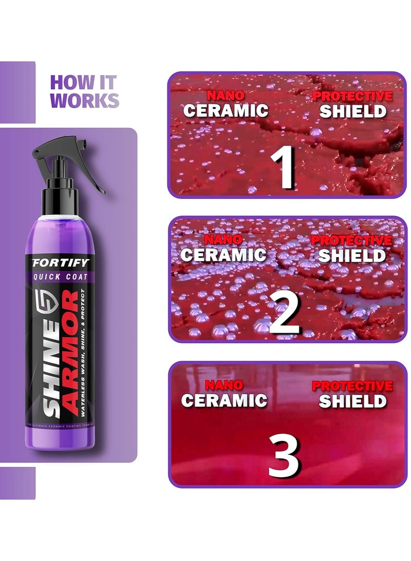 Shine Armor Ceramic Coating Brazilian Water-Based Palm Spray Wax High-Strength Hydrophobic Waterless Car Wash 236 ml (Microfiber Cloth Included) - Image 3