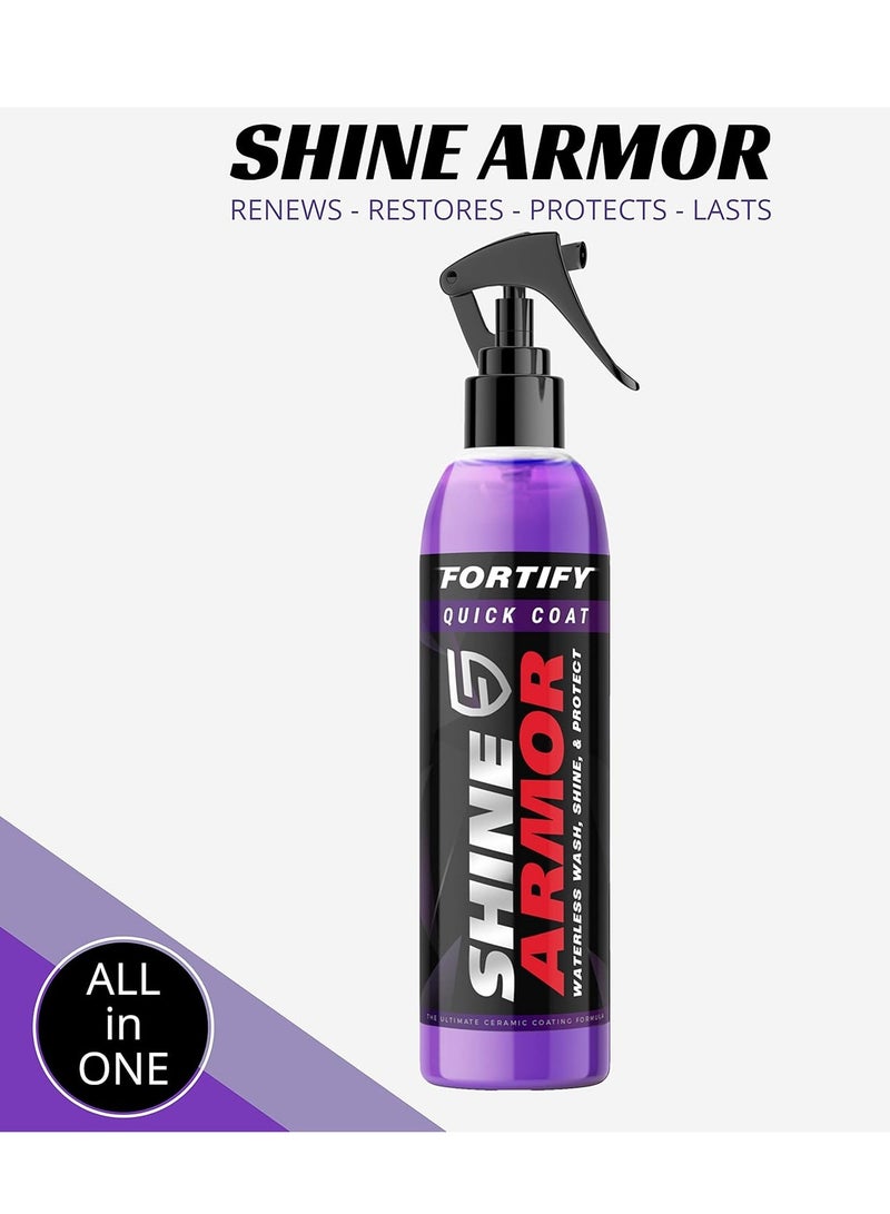 Shine Armor Ceramic Coating Brazilian Water-Based Palm Spray Wax High-Strength Hydrophobic Waterless Car Wash 236 ml (Microfiber Cloth Included) - Image 2