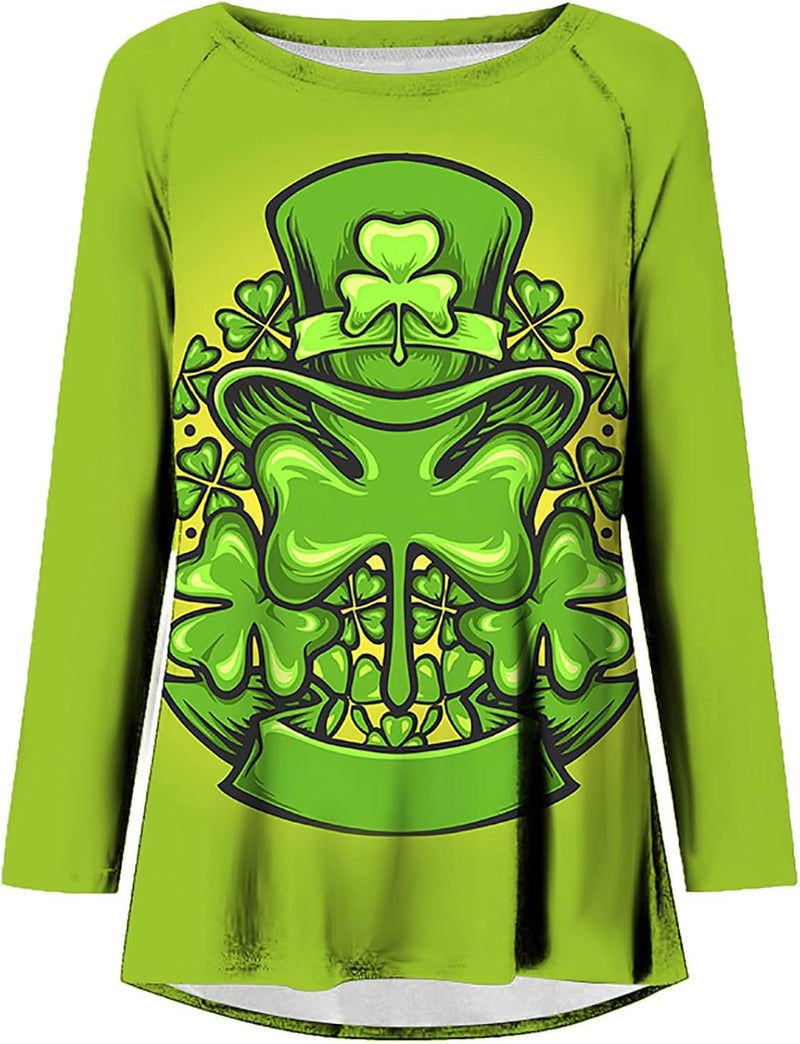 cheekyglo St Patricks Day Sweatshirts for Women Loose Long Sleeve Shirts Shamrock Print Blouse Saint Patricks Day Pullover Tops - Image 4