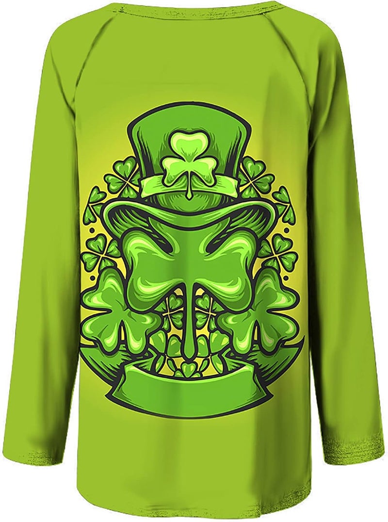 cheekyglo St Patricks Day Sweatshirts for Women Loose Long Sleeve Shirts Shamrock Print Blouse Saint Patricks Day Pullover Tops - Image 5
