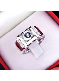 Silver Plated Ring 1ct Moissanite Men Fashion Accessory MJ-29 White Gold