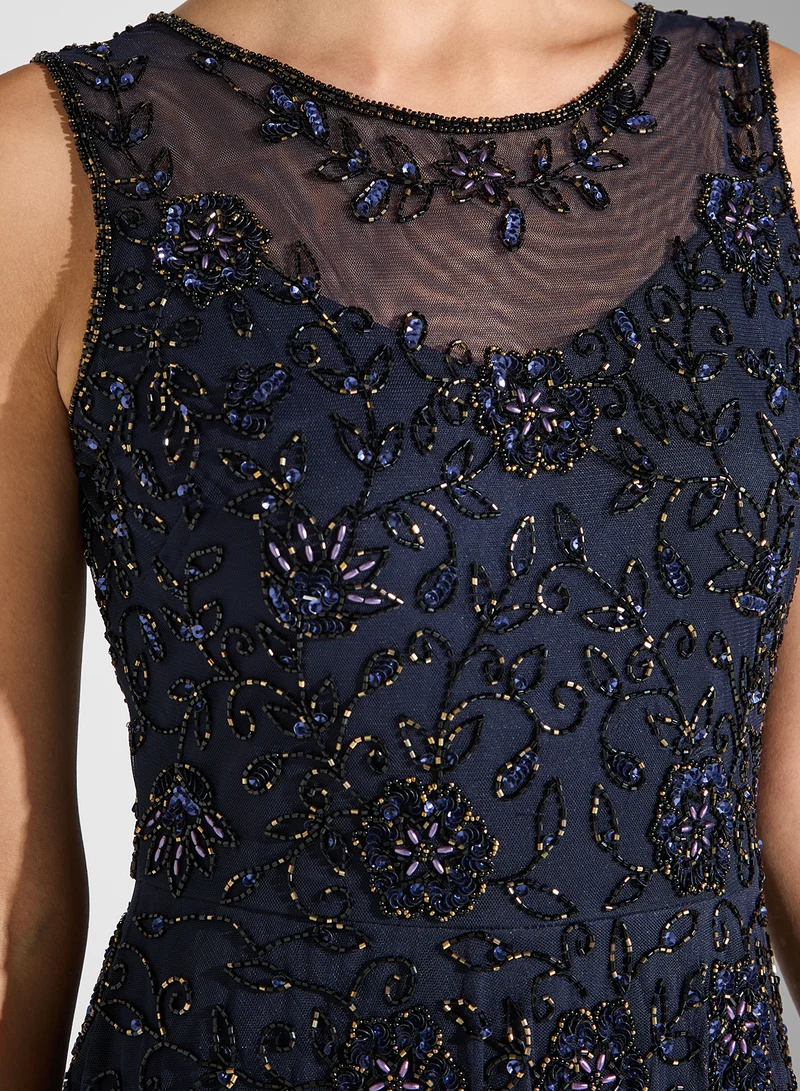 نمشي x Embroidered Sleeveless Gown Dress