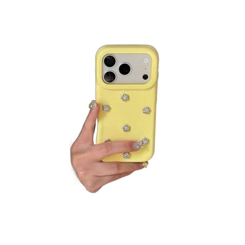 MS غطاء واقي بسيليكون لـ iPhone 15 / 15 Plus / 15 Pro / 15 Pro Max مع حامل قابل للطي ومغناطيس قوي مع زهرة ألماس ثلاثية الأبعاد مع قبضة مضادة للانزلاق باللون بنفسجي مضاد للانزلاق مغنا. - Image 3