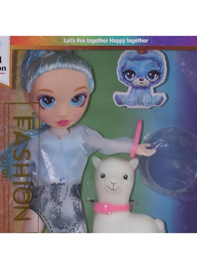 OKO Rainbow Fashion Girl Doll – Blue with a Sheep - Image 3